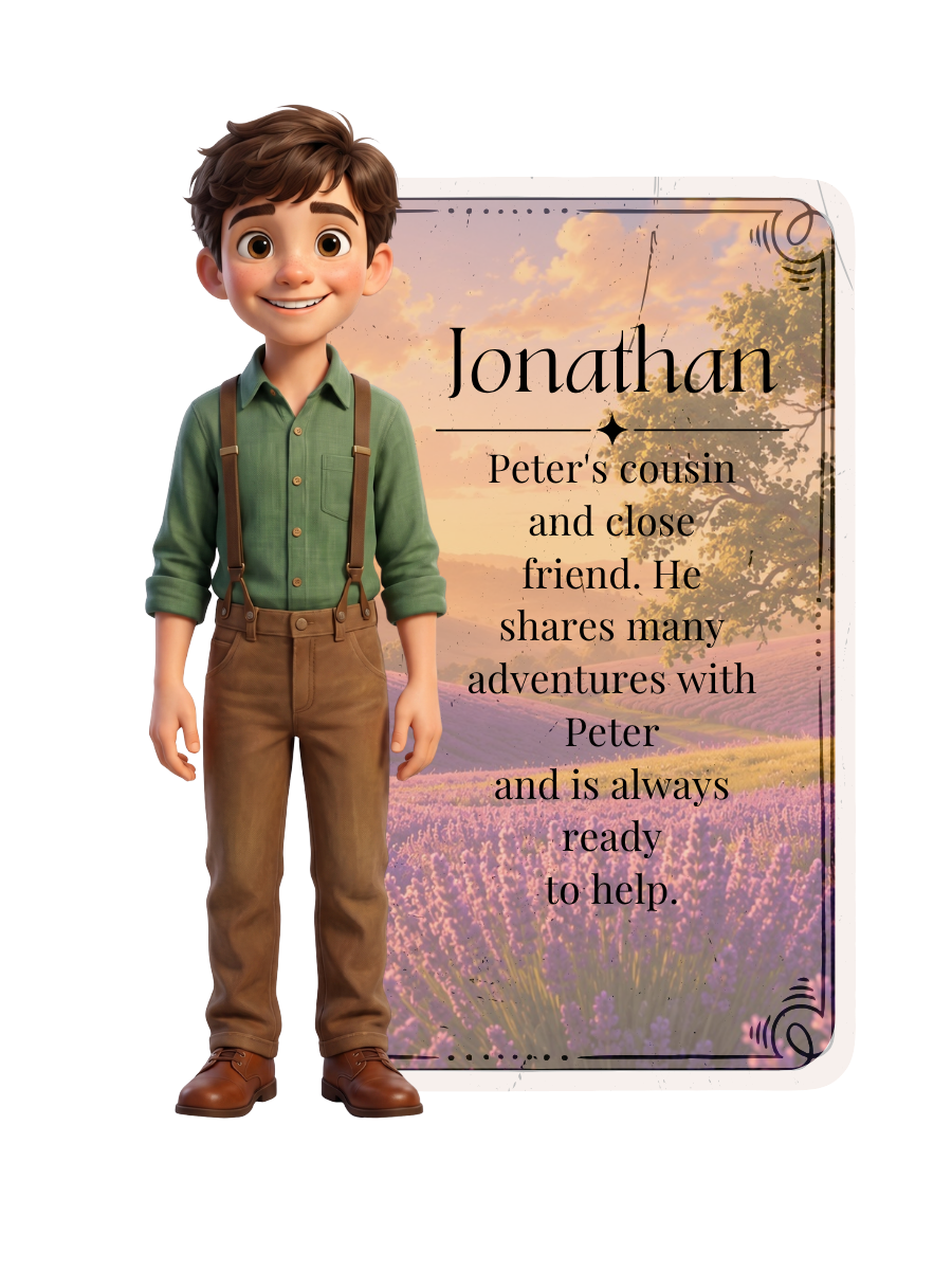 jonathan standing beside his character description.